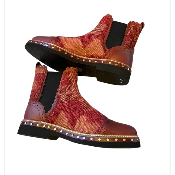 Free People Shoes - Free People Atlas Chelsea Red and  Ankle Boots with Studded Trim